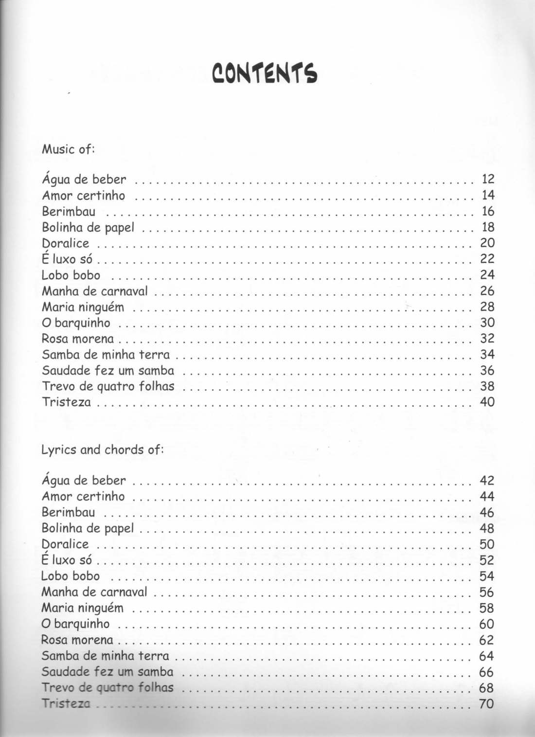 Bossa Nova Std. 2 Indice